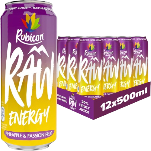 Rubicon Raw Pineapple & Passion Fruit Energy Drink 500ml