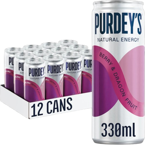 Purdey's Natural Energy Berry & Dragon Fruit Cans 330ml