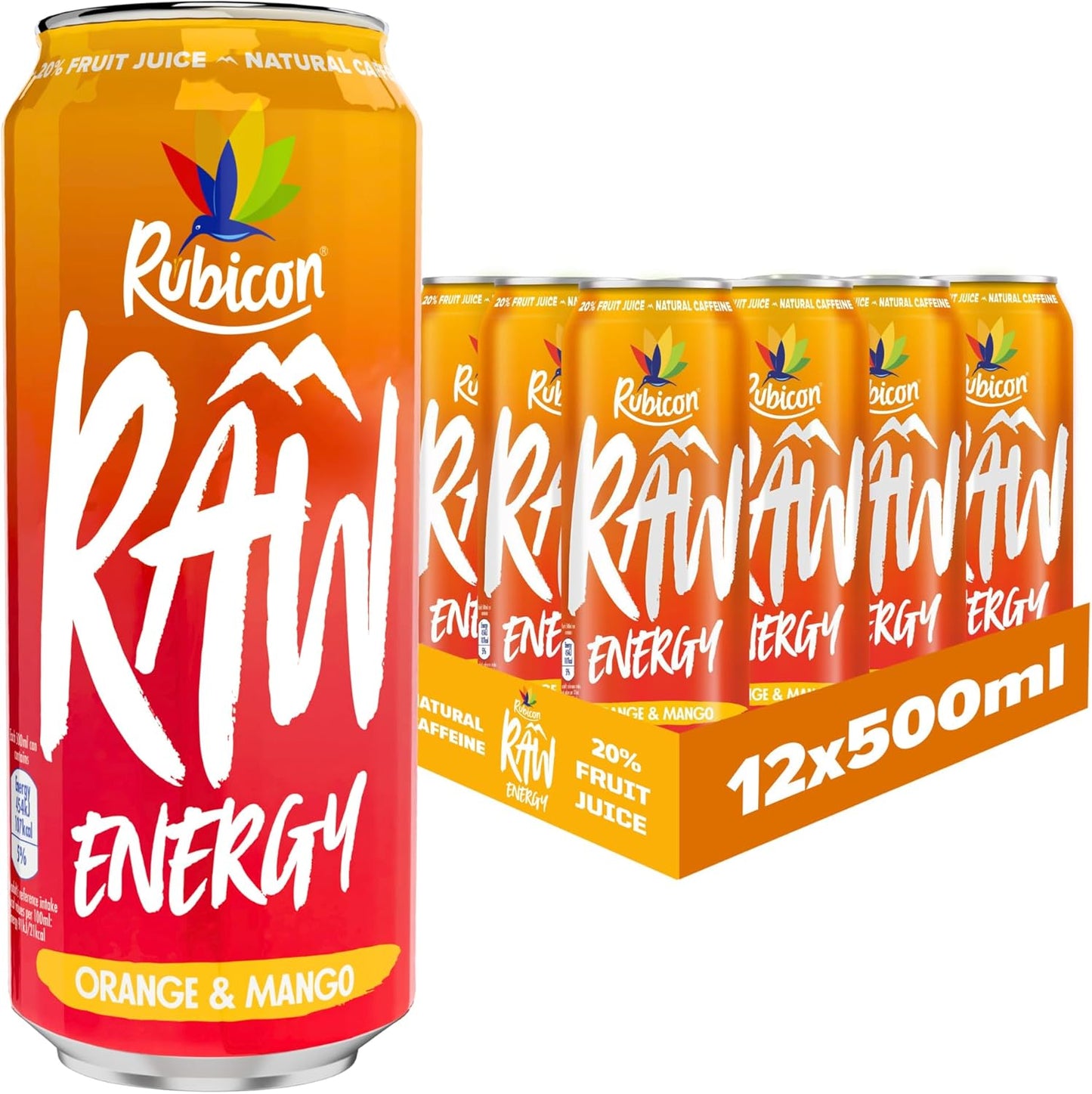 Rubicon Raw Orange & Mango Fruit Energy Drink 500ml