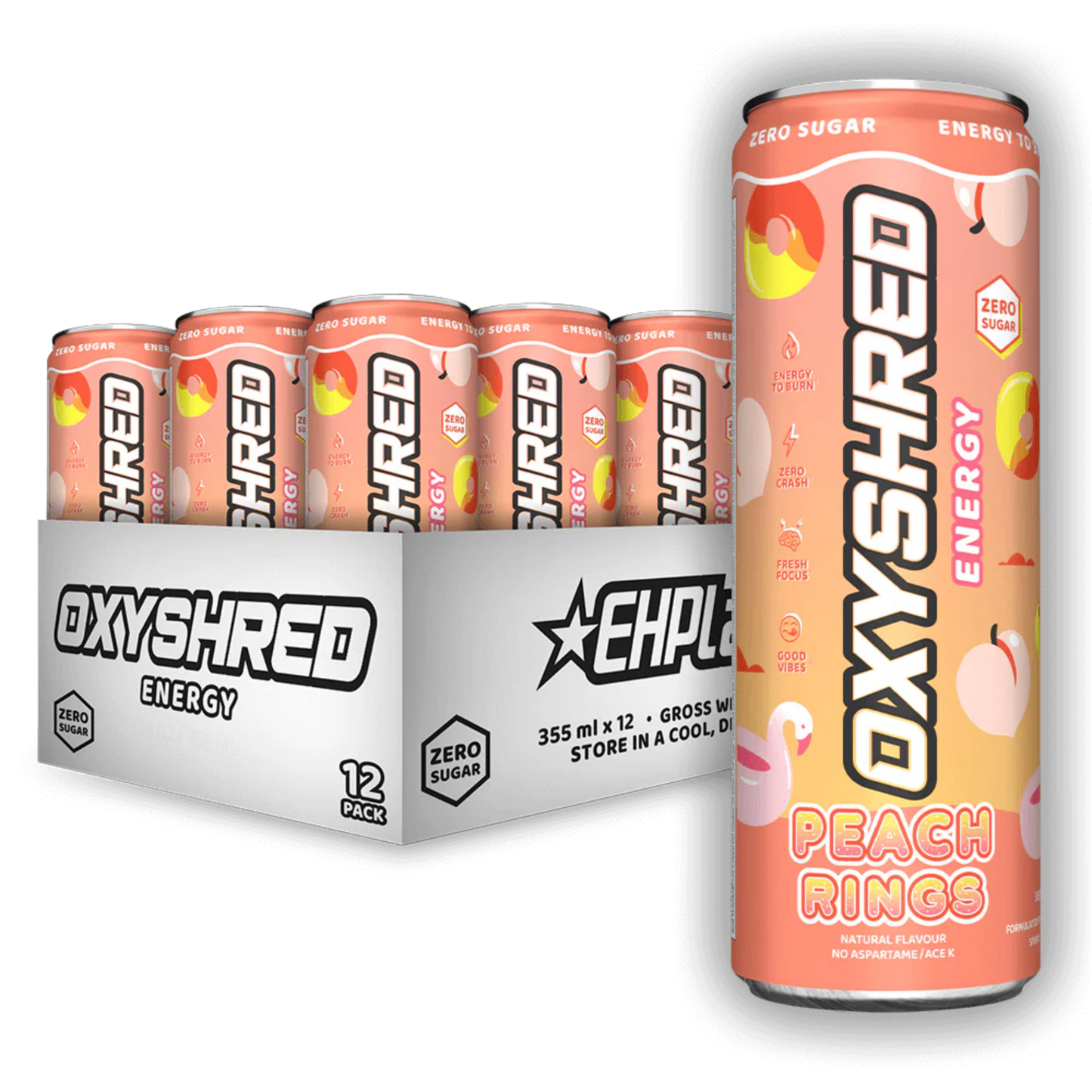 OxyShred Energy Peach Candy Rings 355ml