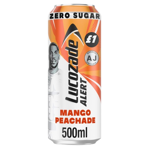 Lucozade Alert Zero Sugar Mango Peachade Energy Drink 500ml