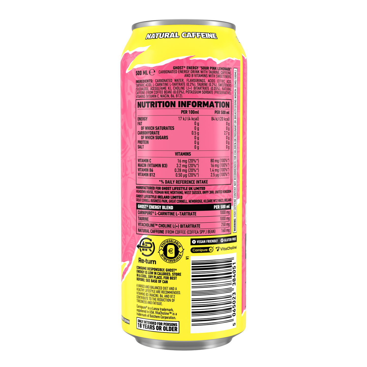 Ghost®  Energy Sour Pink Lemonade 500ml