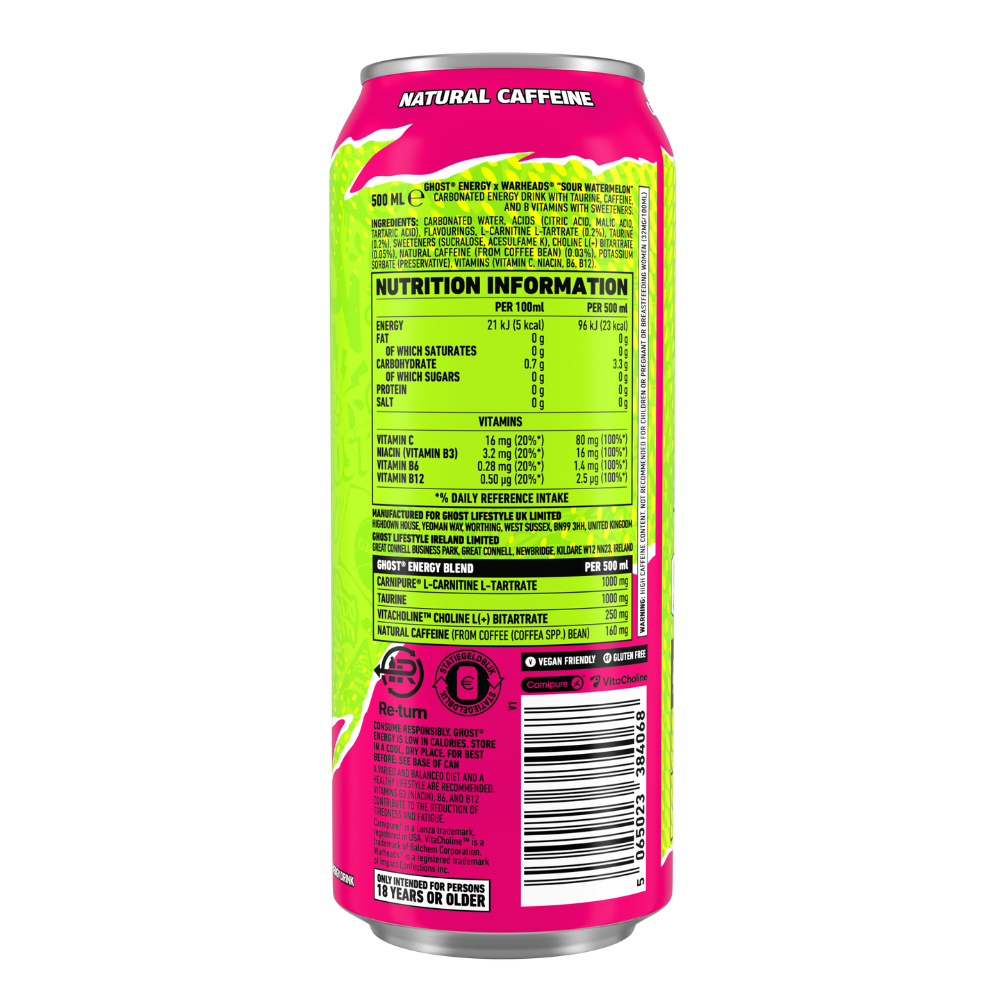 Ghost®  Energy Warheads Sour Watermelon 500ml